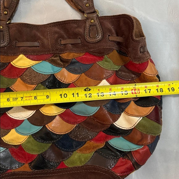 Lucky Brand Boho Festival Colorful Patchwork Leather/Suede Shoulder Bag - Picture 10 of 13